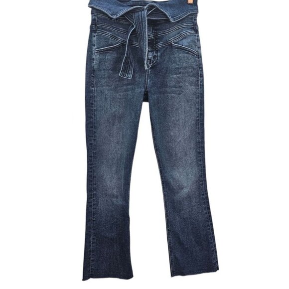 Mother Womens 25 The Triple Stack Insider Crop Belted Jeans Raw Hem Chick‎ Flick - Picture 3 of 16